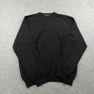 Brooks Brothers Sweater Mens Medium Black Merino Wool Stretch Crewneck Pullover